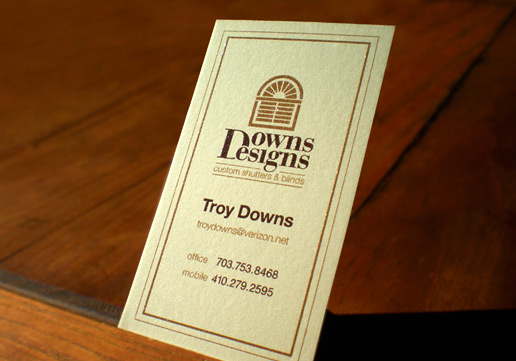 Downs Designs Raised Ink Business Cards, Thermography Business Cards